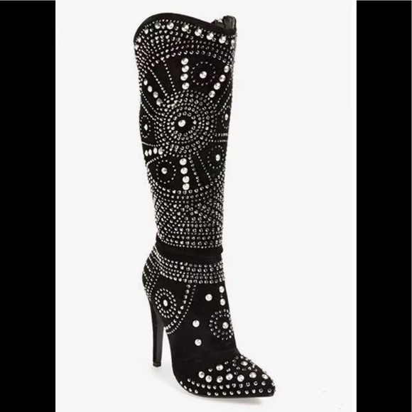 Western black cowgirl Embellished high heel boots - Picture 15 of 16
